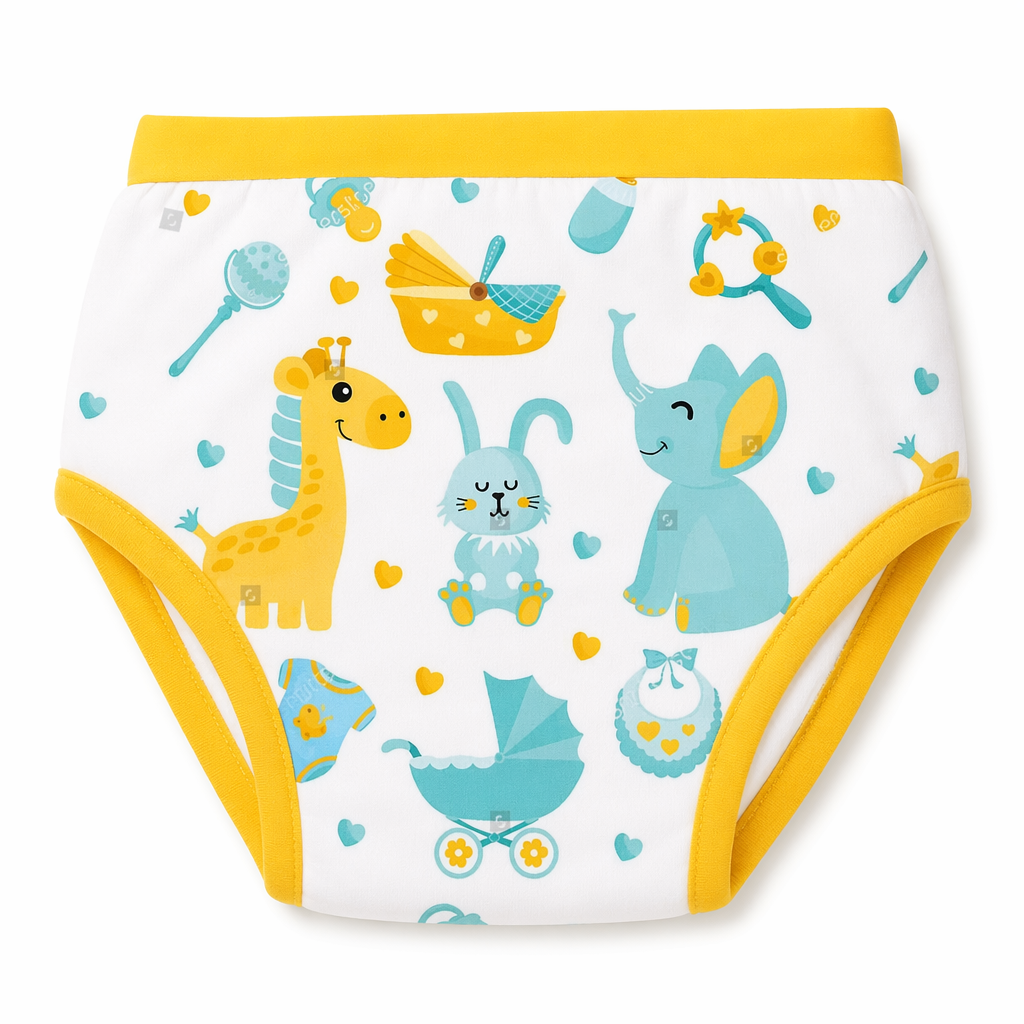 High Quality 4-Layer Adult Baby Training Pants in Multiple Youthful Prints XL