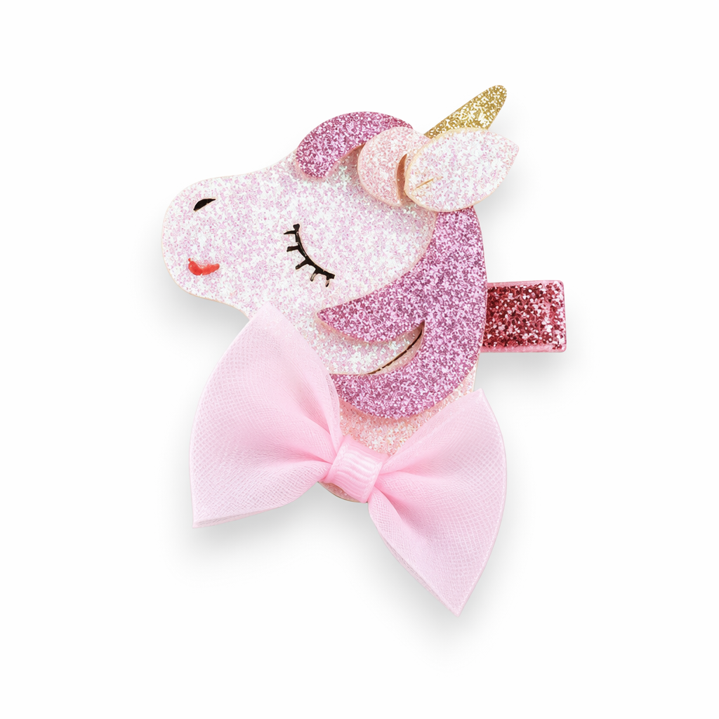 Glittery Magical Unicorn Hair Clips for All Hair Lengths Pink Unicorn