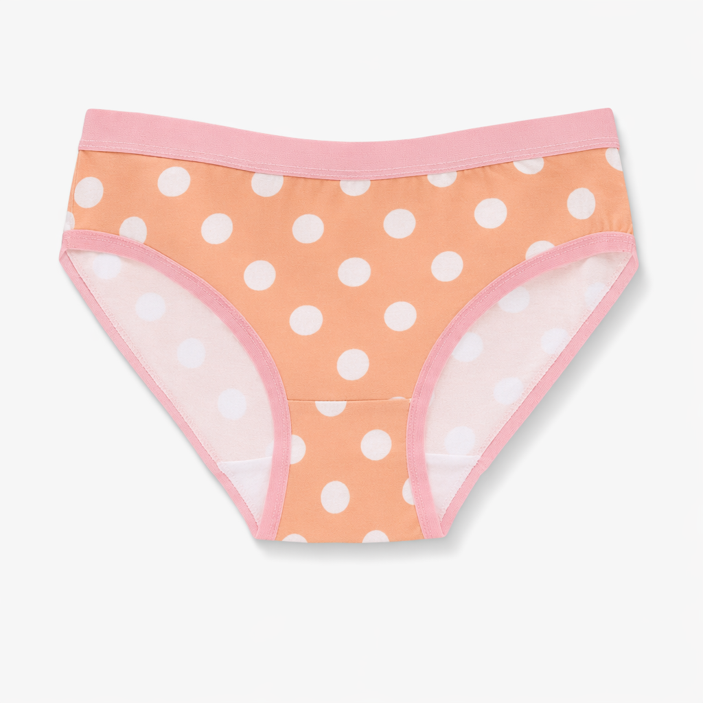 Classic Fit Panties in Adorable Patterns and Youthful Styles Peach Polkadot