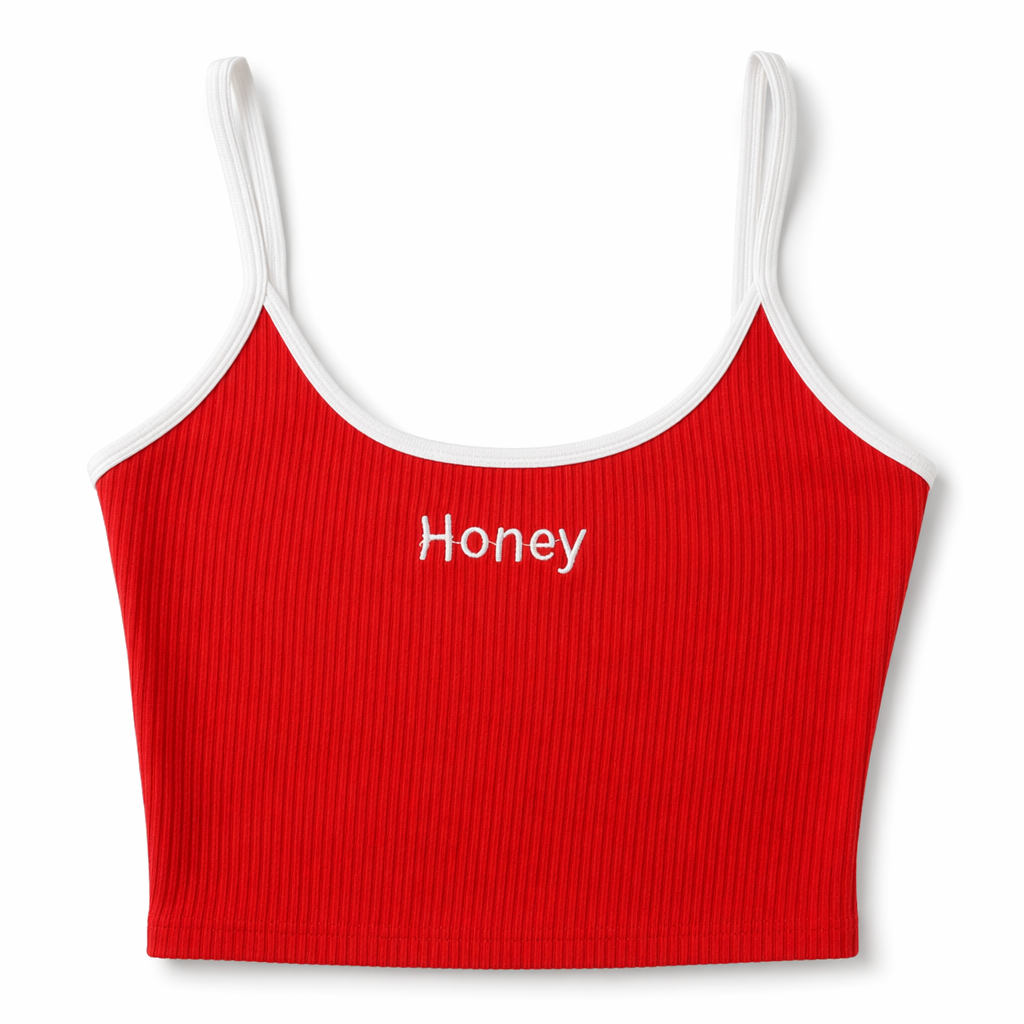 Honey Knit Crop Top for Stylish Summer Weather Wear Red