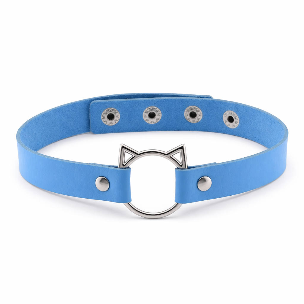 Kawaii Neko Cat Choker Necklace in Candy Colors Blue