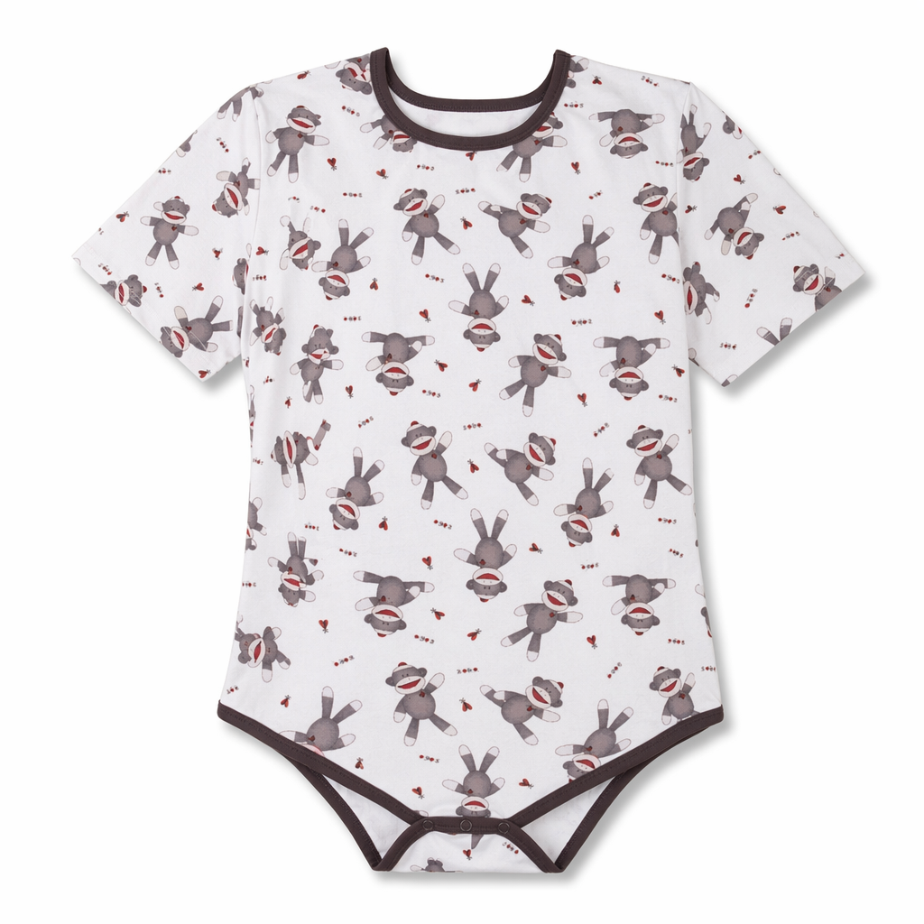 Adorable Unisex Sock Monkey Onesie for Kids and Adults XL
