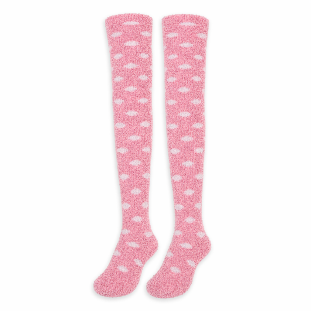 Pink Fuzzy Tigh High Socks Default Title