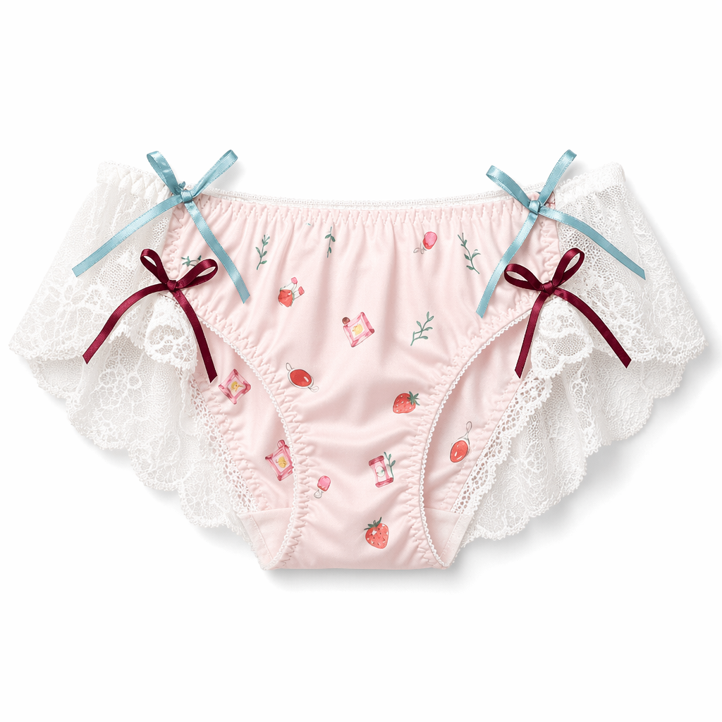 Galaxy Patterned Ruffled Lace Back Undies in New Condition Org Instock Strawberry