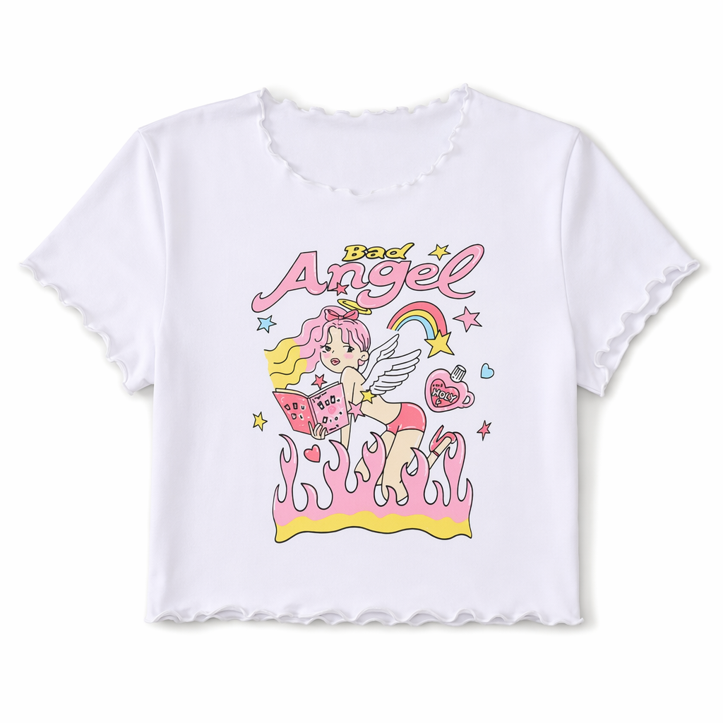 Naughty Angel-Inspired Girly Crop Top M