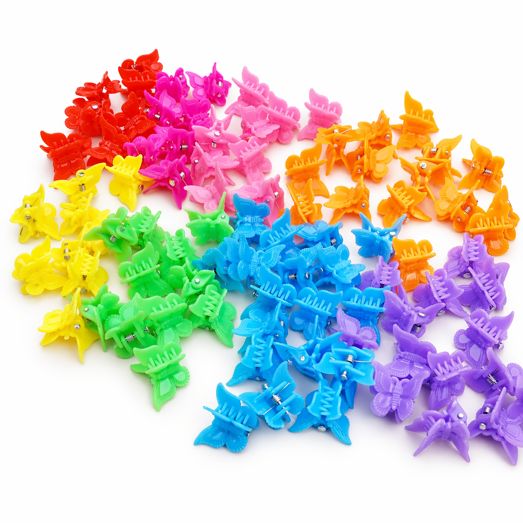 90s Princess Butterfly Clips in Vibrant Colors for Fun Hair Styles 50 Solid Colorful Butterflies