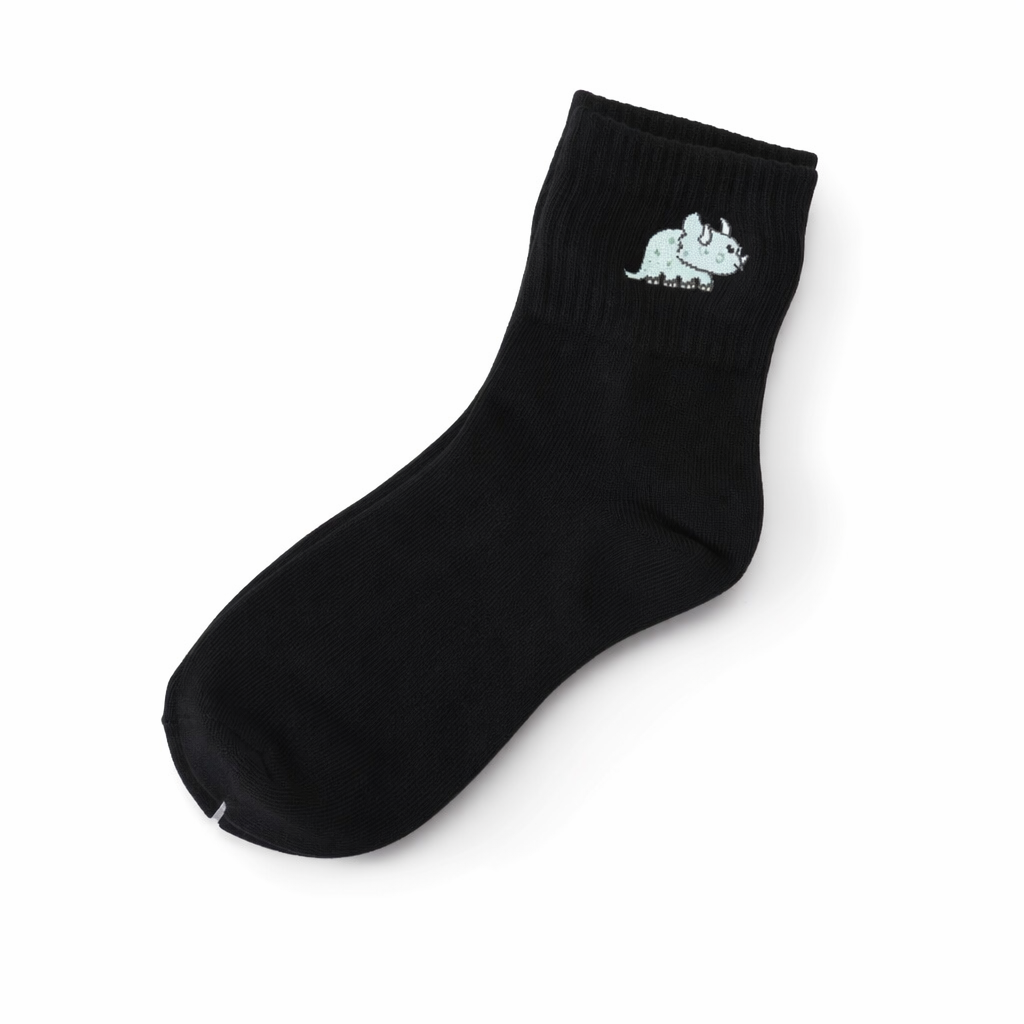 Adorable Kawaii Baby Dinosaur Socks for Cute Style Black Triceratops