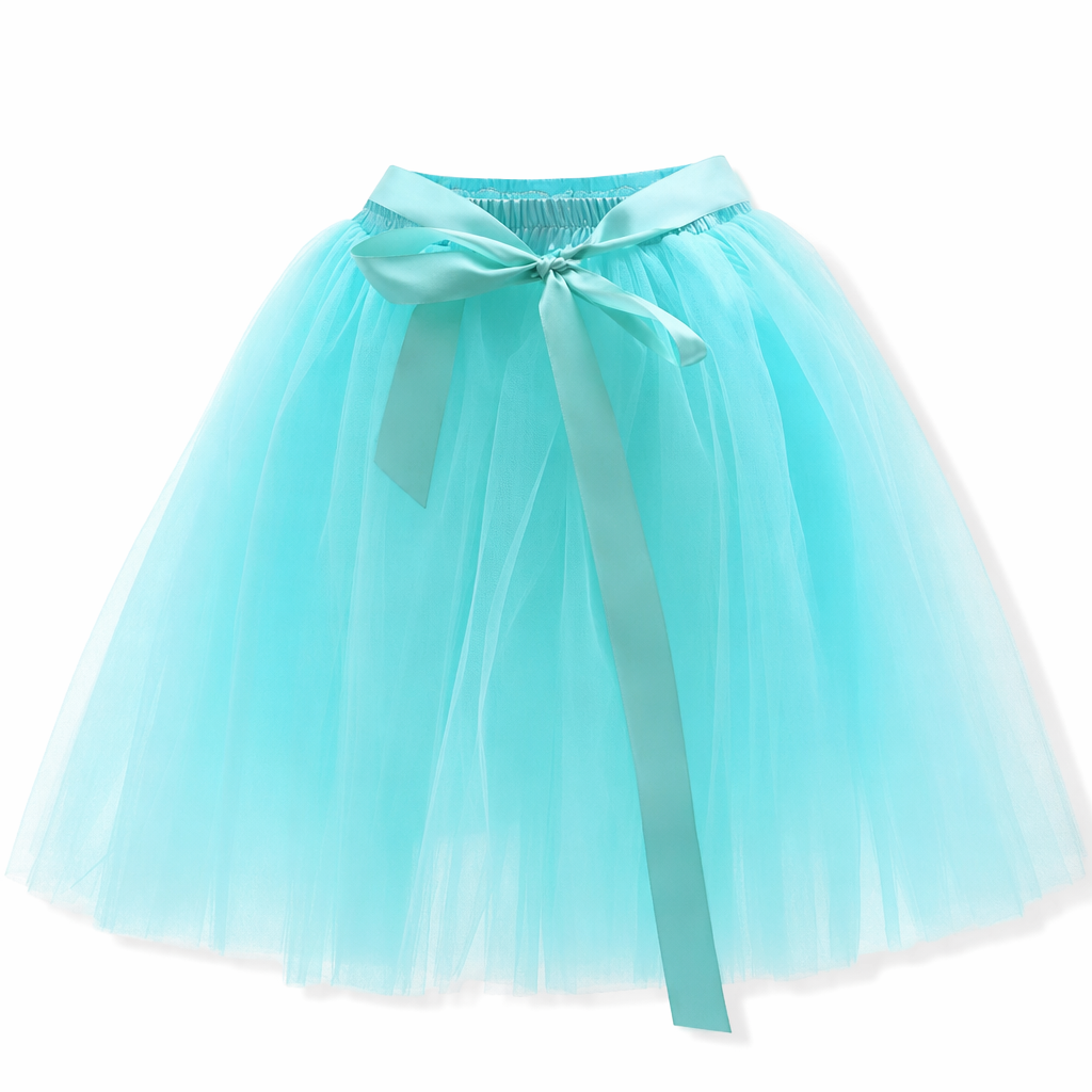 Traditional Tulle Tutu Skirts with Silk Ribbon in Various Colors Sky blue