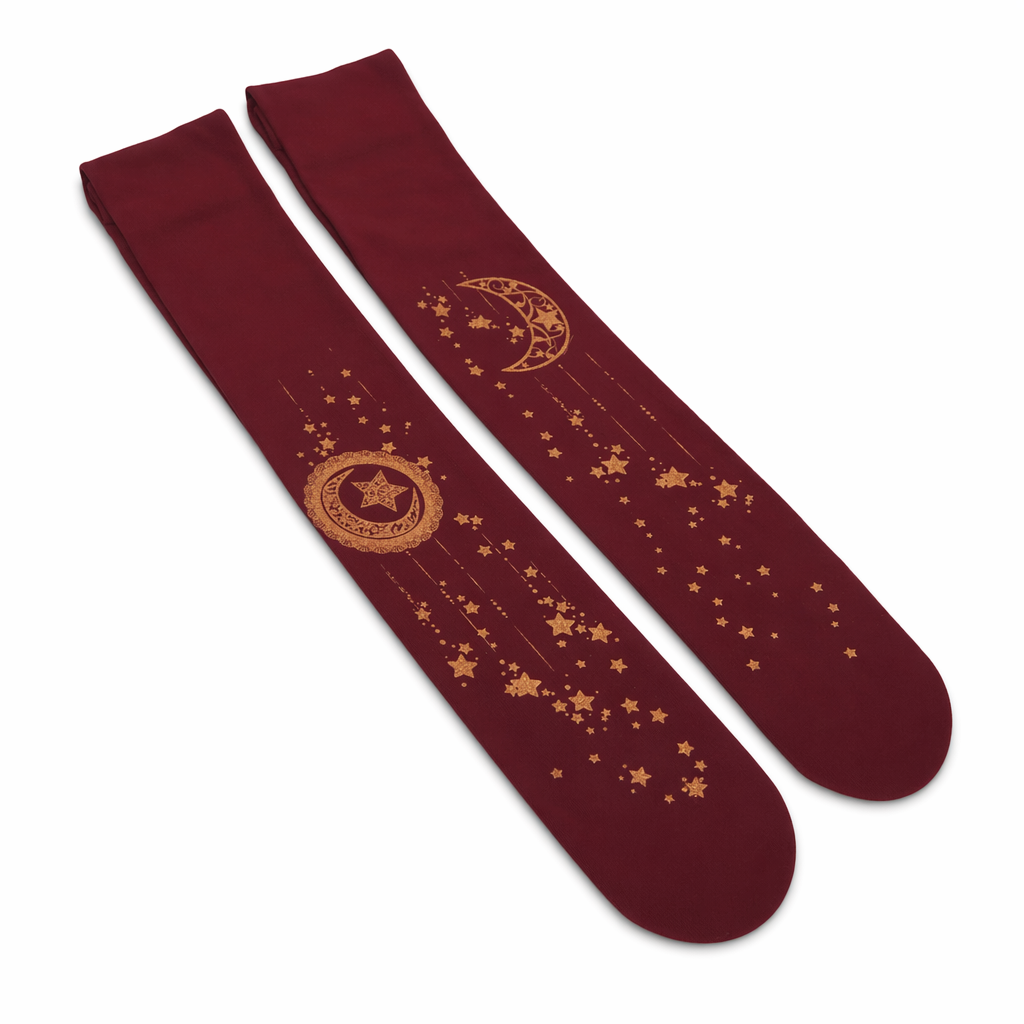 Steampunk Inspired Tights in Maroon, Navy Blue, and Jet Black Red