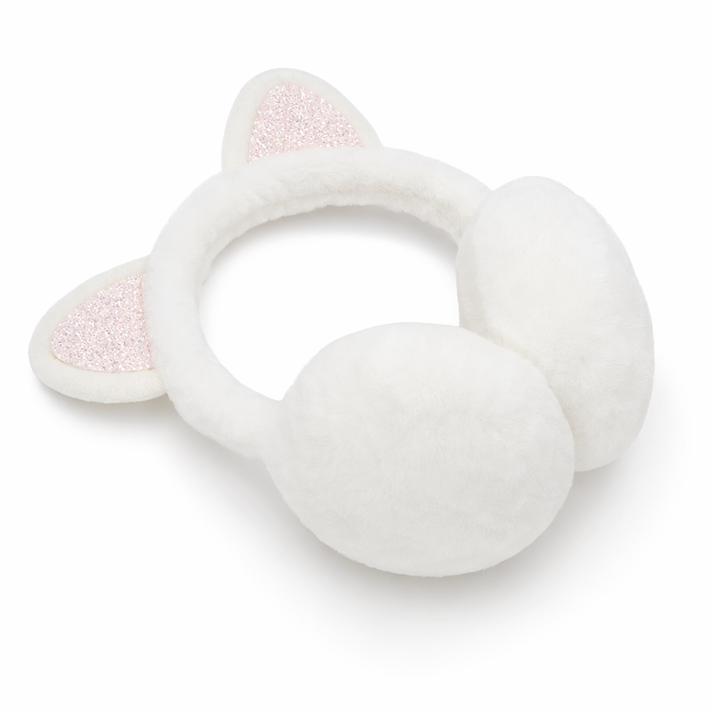 Cute Pastel Cat Ear Ear Muffs for Winter Comfort White