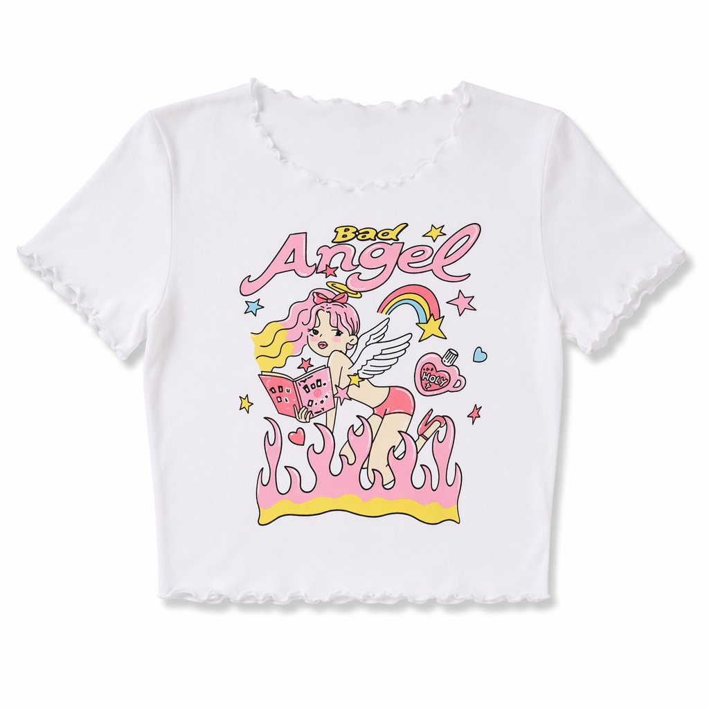 Naughty Angel-Inspired Girly Crop Top L