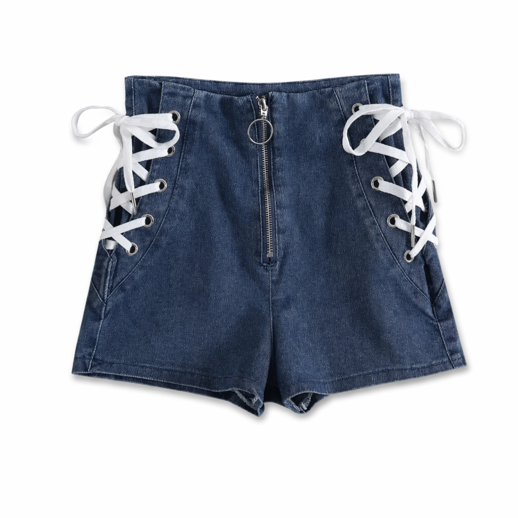 Kawaii Sky Blue Corset Denim Shorts for Sweet Summer Fashion Blue