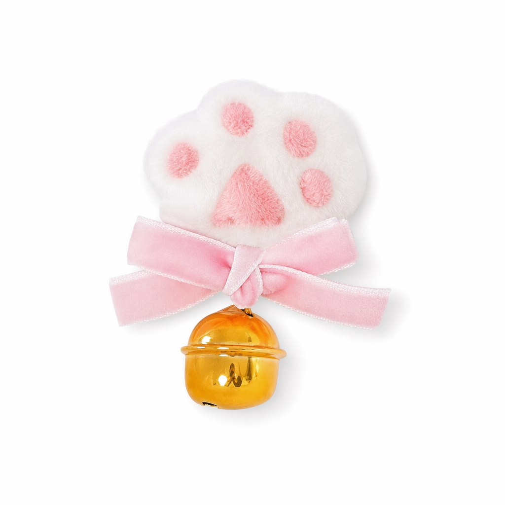 Pink Paw Print Hair Clips with Bow and Bell Default