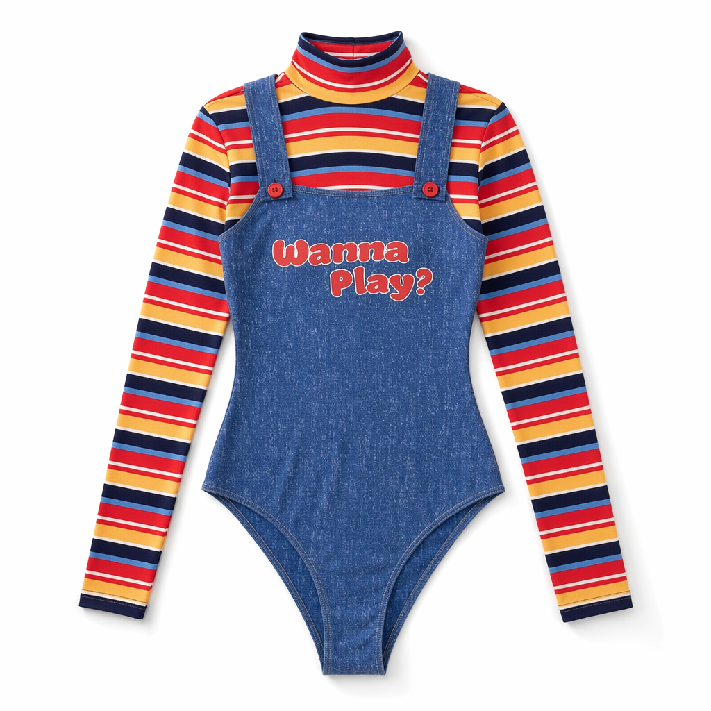 Chucky Doll Inspired Adult Onesie Cosplay Costume Set Default