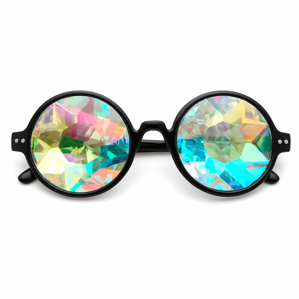 Crystallized Jewel Sunglasses with Kaleidoscope Effect Black