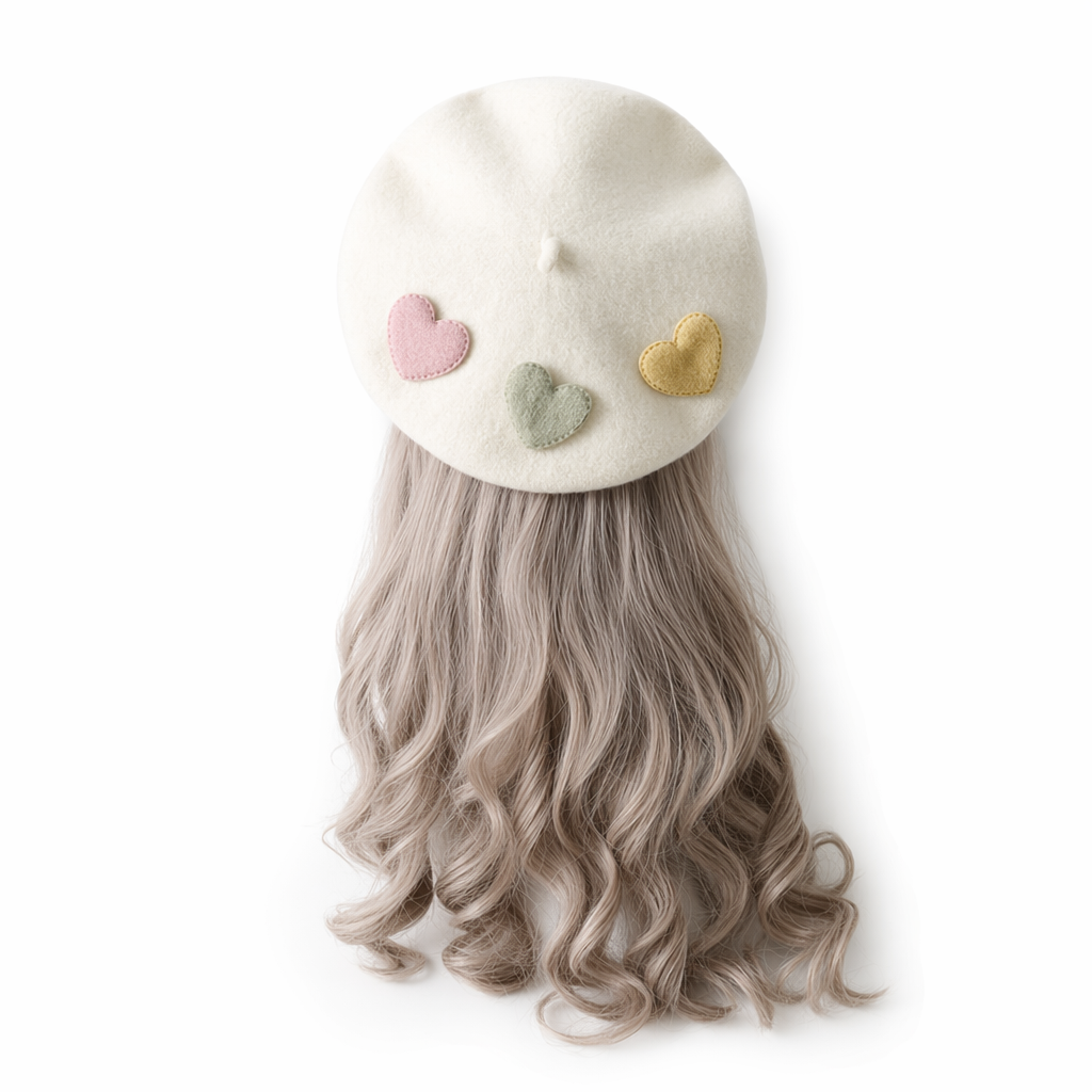 Kawaii Berets for Stylish Lolita Fashion and Accessories White With Hearts