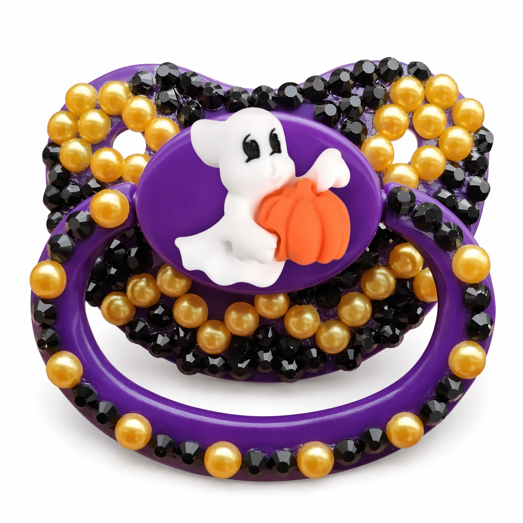 Halloween Adult Pacifier in Black and Purple Silicone Ghost Trick or Treat