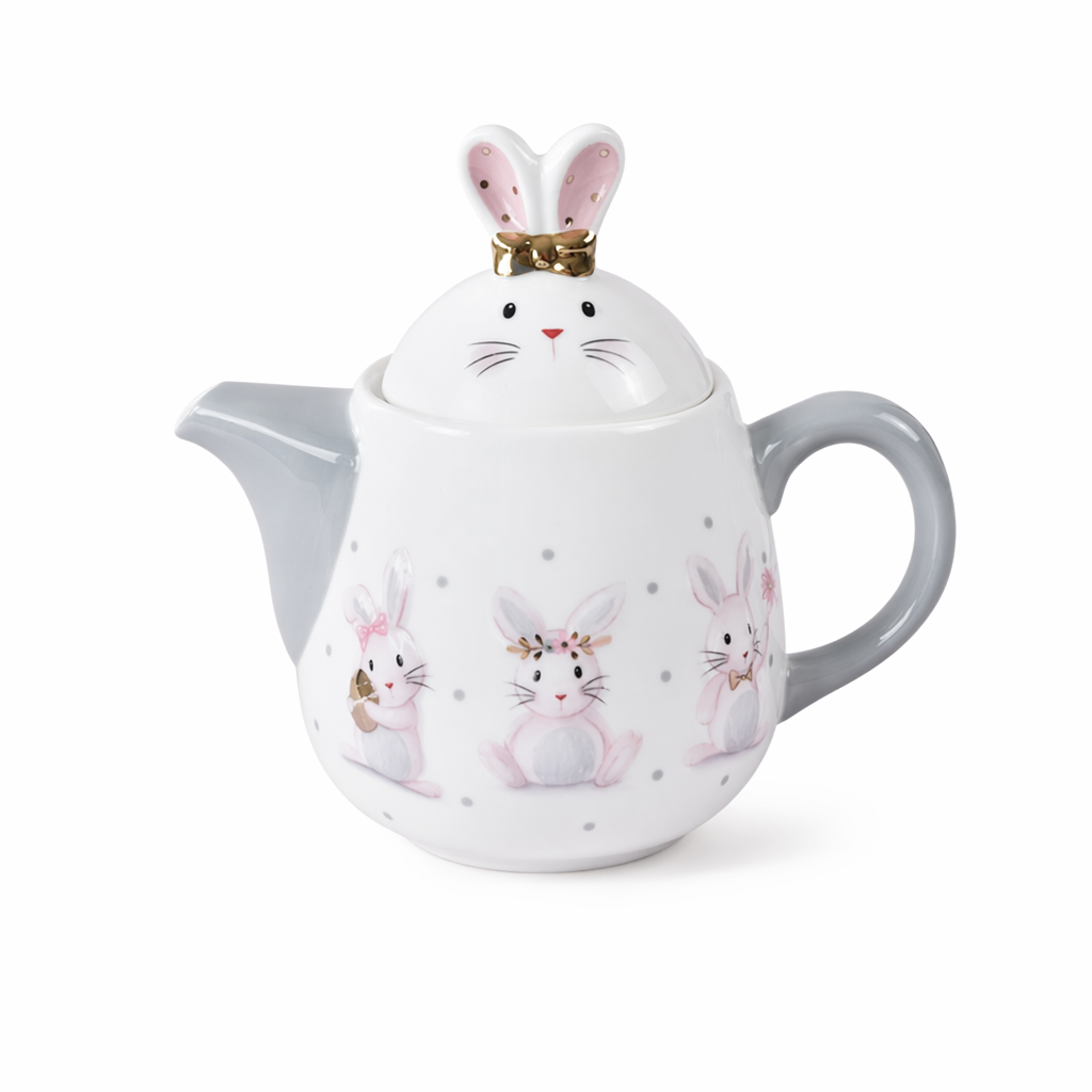 Bunny Sweet Tea Party Set for Whimsical Tea Celebrations Tea Kettle 680mL 19x12x17cm