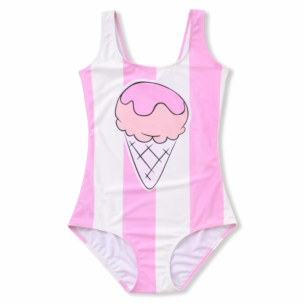 Striped Ice Cream Adult Onesie for Kawaii Fashion and Pool Lounging XXXL