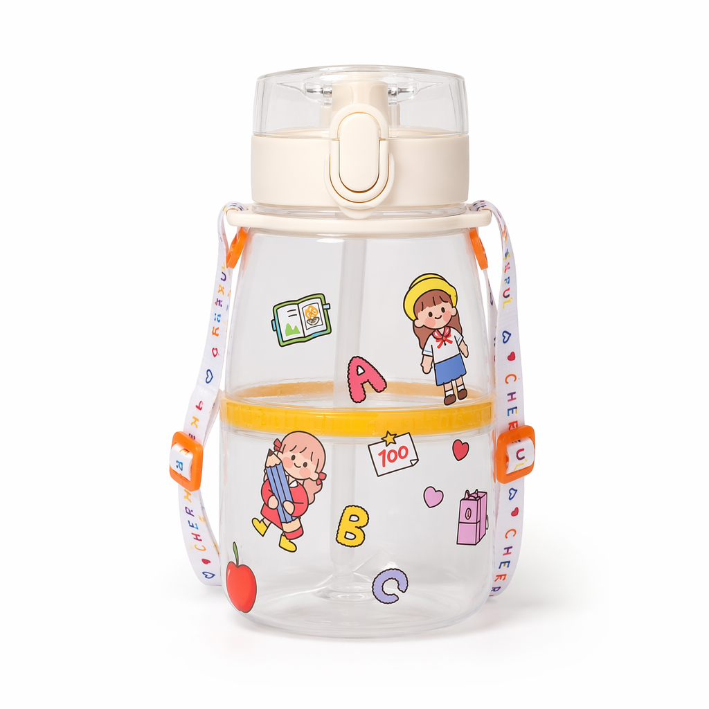 Kawaii Jumbo Sippy Cups for Summer Fun at the Beach or Poolside White 1100ml