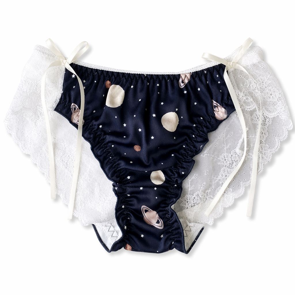 Galaxy Patterned Ruffled Lace Back Undies in New Condition Org Instock Galaxy