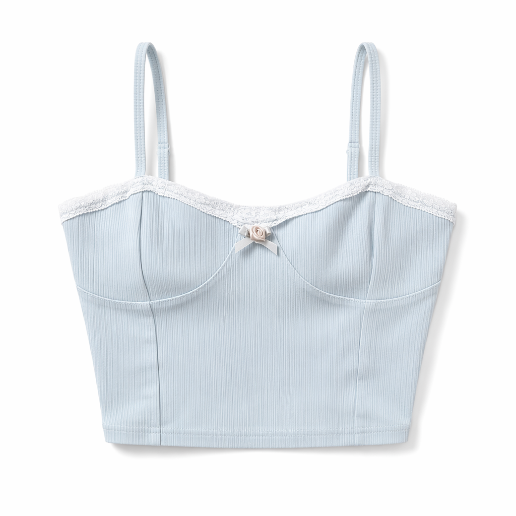 Ethereal Blue Rosebud Cami for Fairycore Enthusiasts L