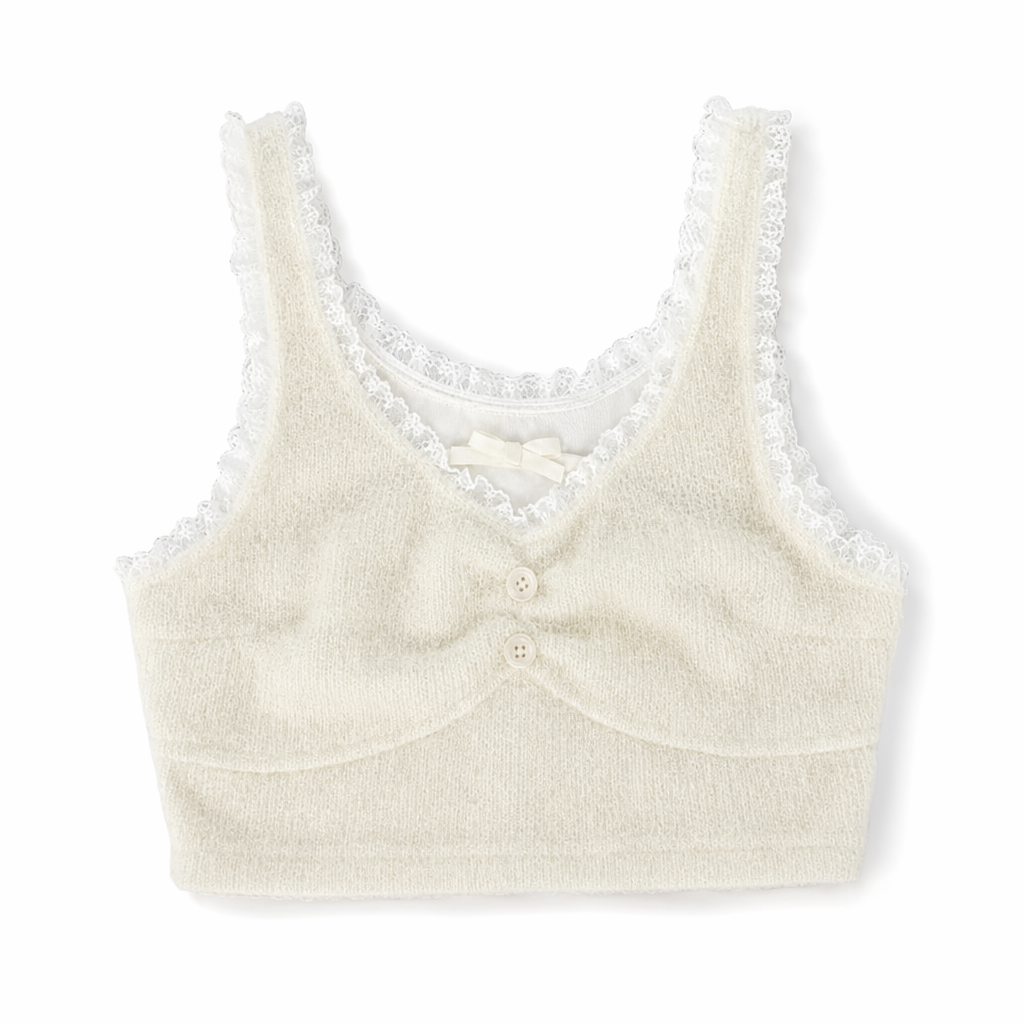Fairycore Outfit with 50cm Waist Skirt for an Angelic Ensemble Beige Crop Top