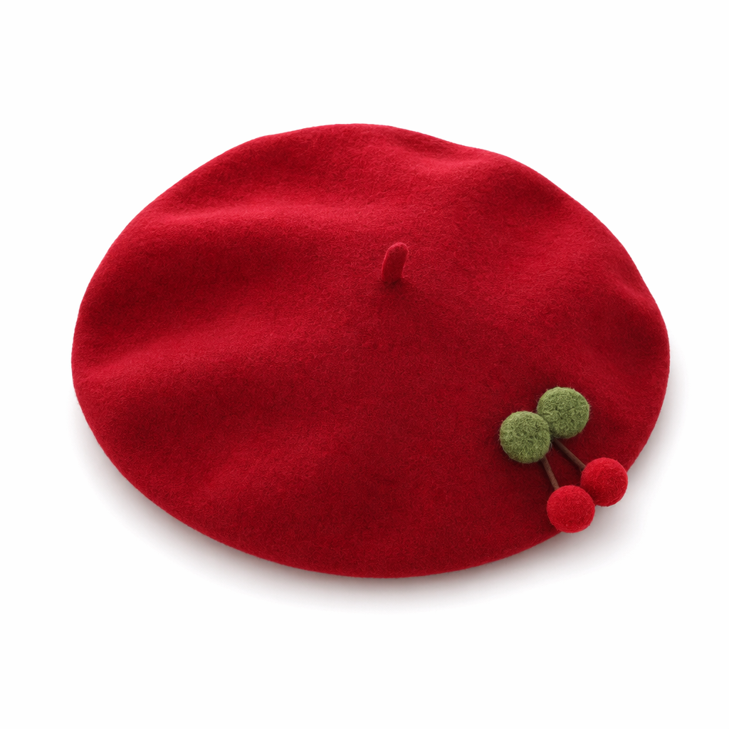 Kawaii Berets for Stylish Lolita Fashion and Accessories Red Single Cherry
