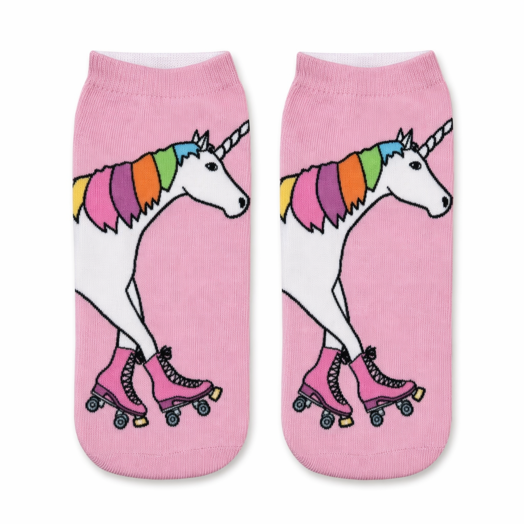 Magical Emoji Ankle Socks Inspired by Apple Unicorn Emoji Rollerblade Unicorn