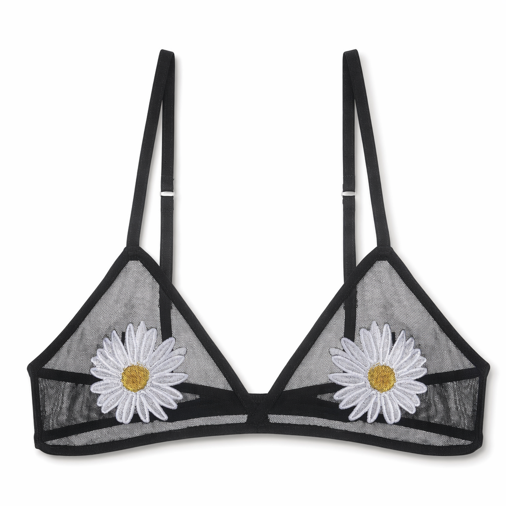 Fruity Embroidered Bralette for Kinky Cuties Black Daisy