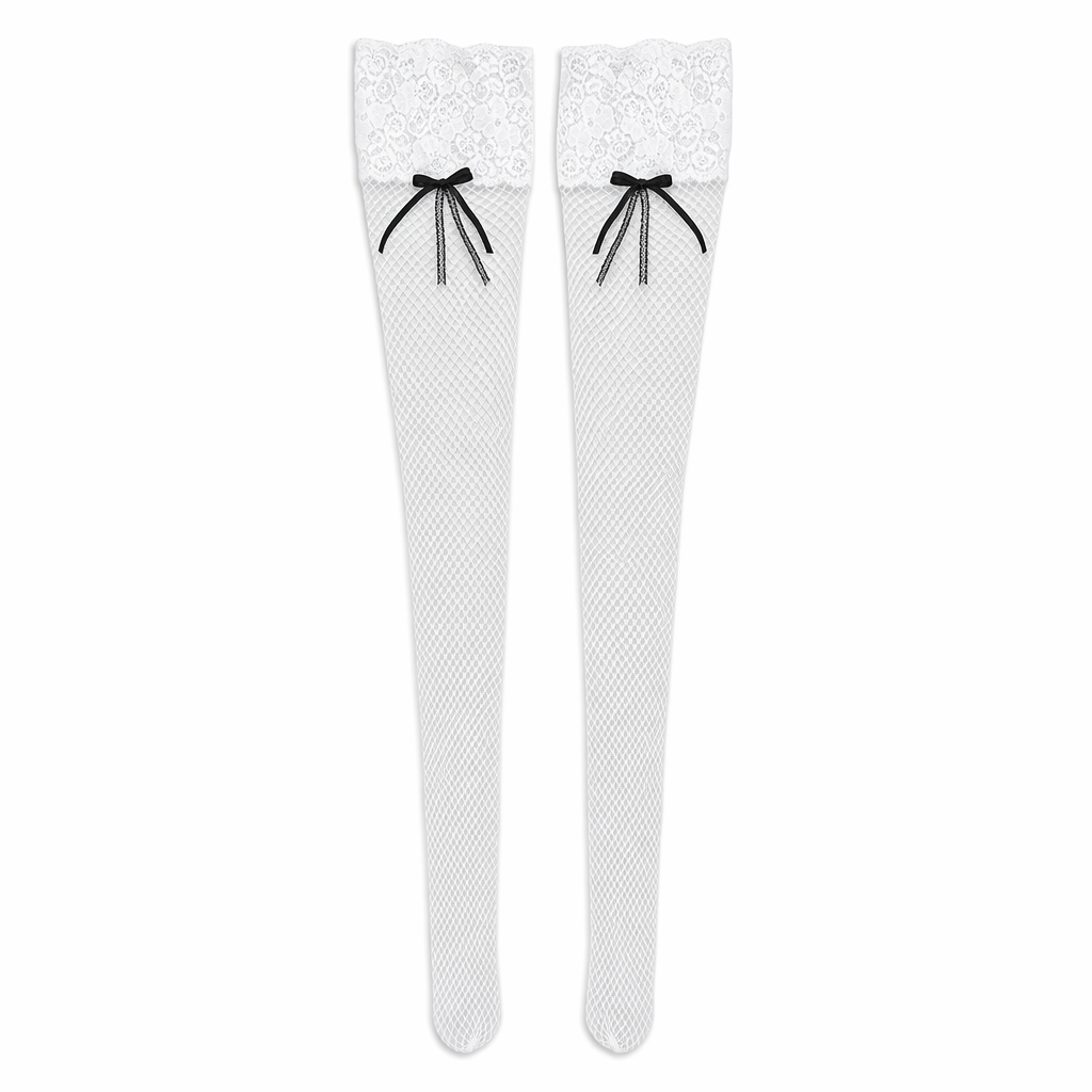 Luxurious Thigh High Fishnet Stockings for Comfort and Durability White