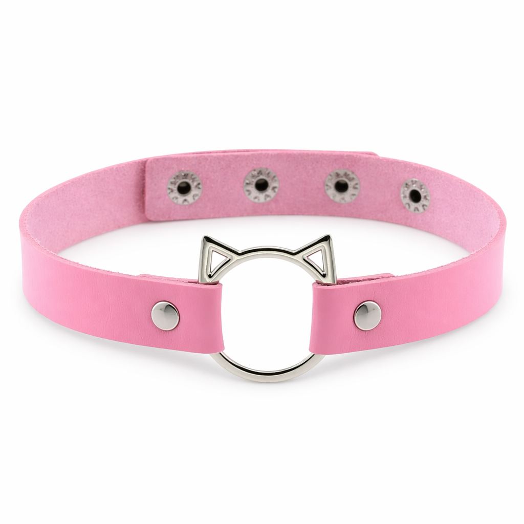 Kawaii Neko Cat Choker Necklace in Candy Colors Pink