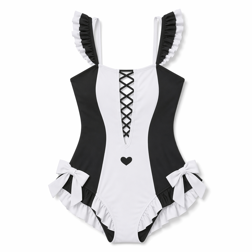 Black and White Joker Swimsuit Onesie for Stylish Versatility XL