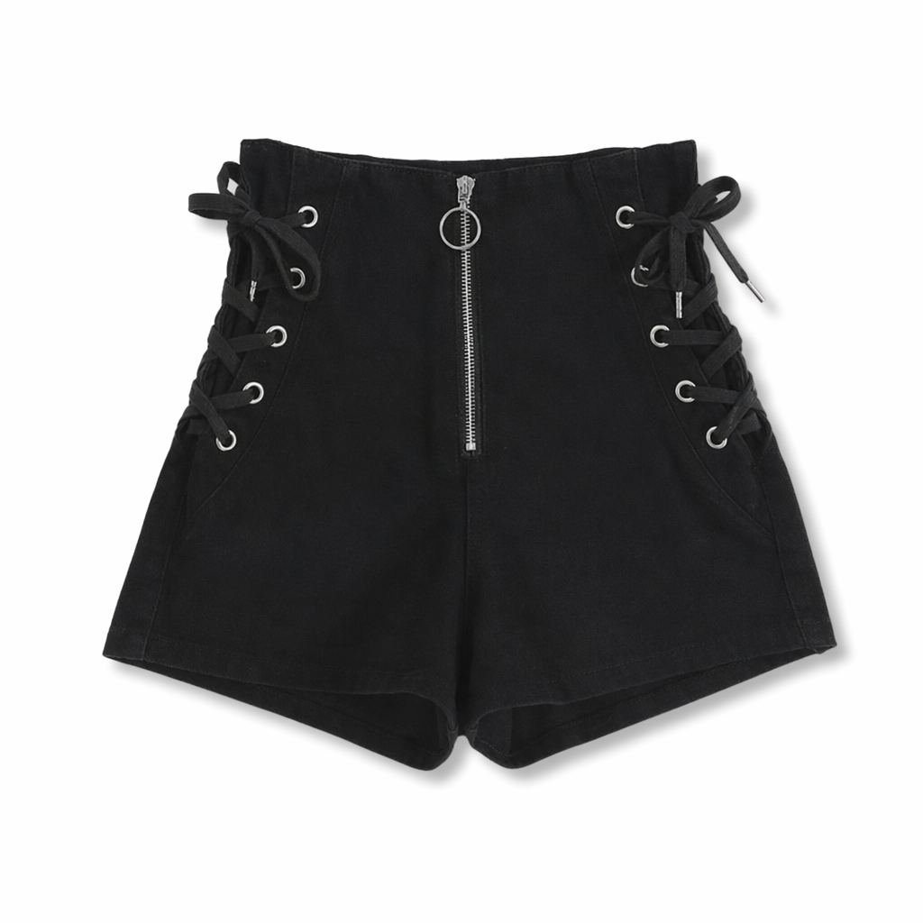 Kawaii Sky Blue Corset Denim Shorts for Sweet Summer Fashion Black