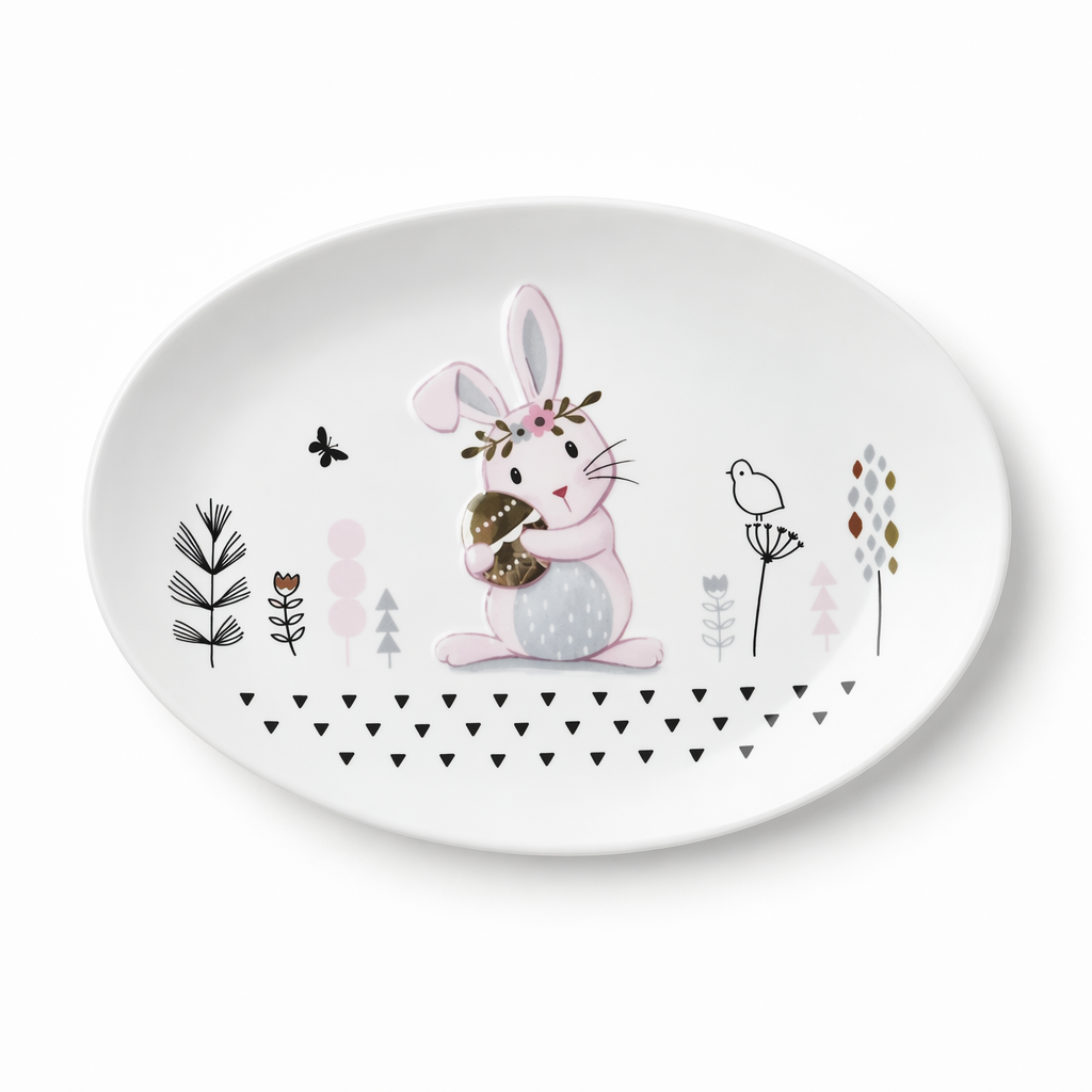 Bunny Sweet Tea Party Set for Whimsical Tea Celebrations Oval Plate 27x19cm