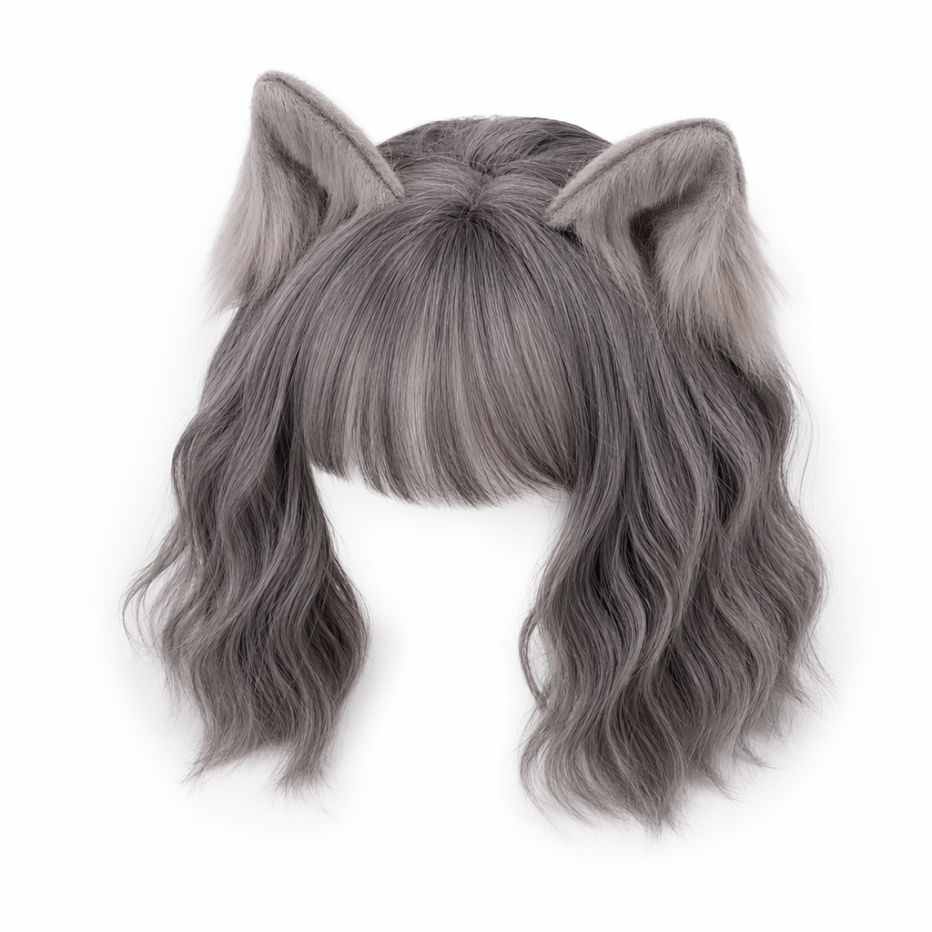 Furry Fox and Neko Cat Ear Hair Clips in Four Colors Grey