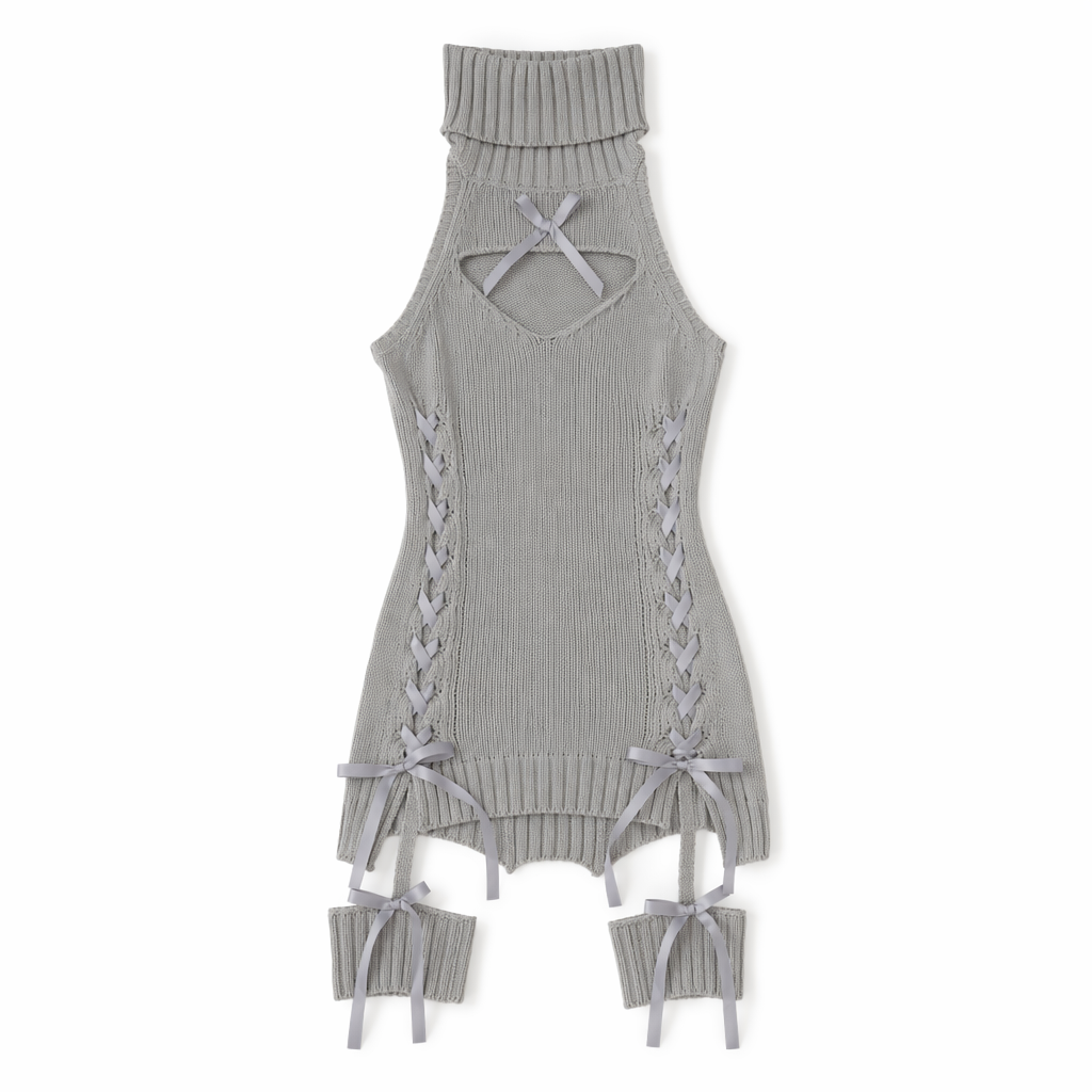 Virgin Killer Sweater Dress Gray