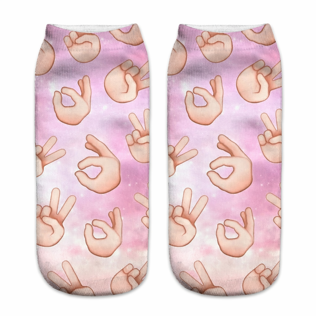 Magical Emoji Ankle Socks Inspired by Apple Unicorn Emoji Peace
