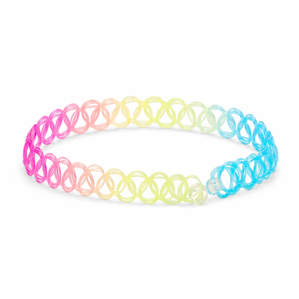 Classic 90s Inspired Choker Necklace in Various Colors Rainbow