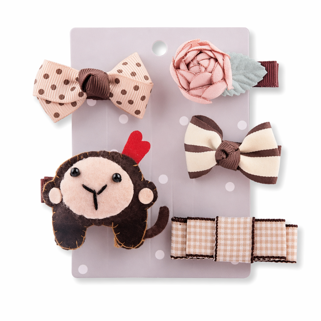 Adorable Felt and Bedazzle Hair Barrettes for Everyday Style Monkey