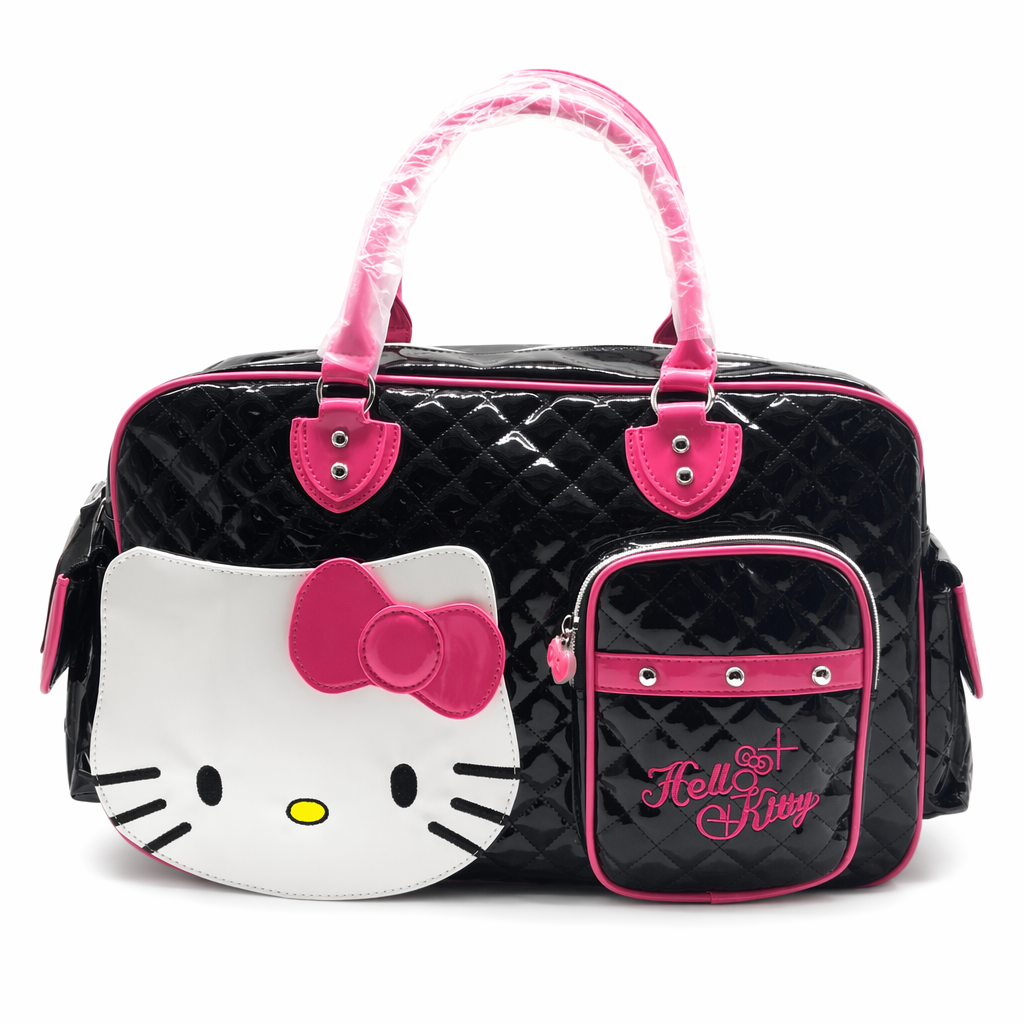 Hello Kitty Large Size Duffle Bag in Vegan Leather Options Black