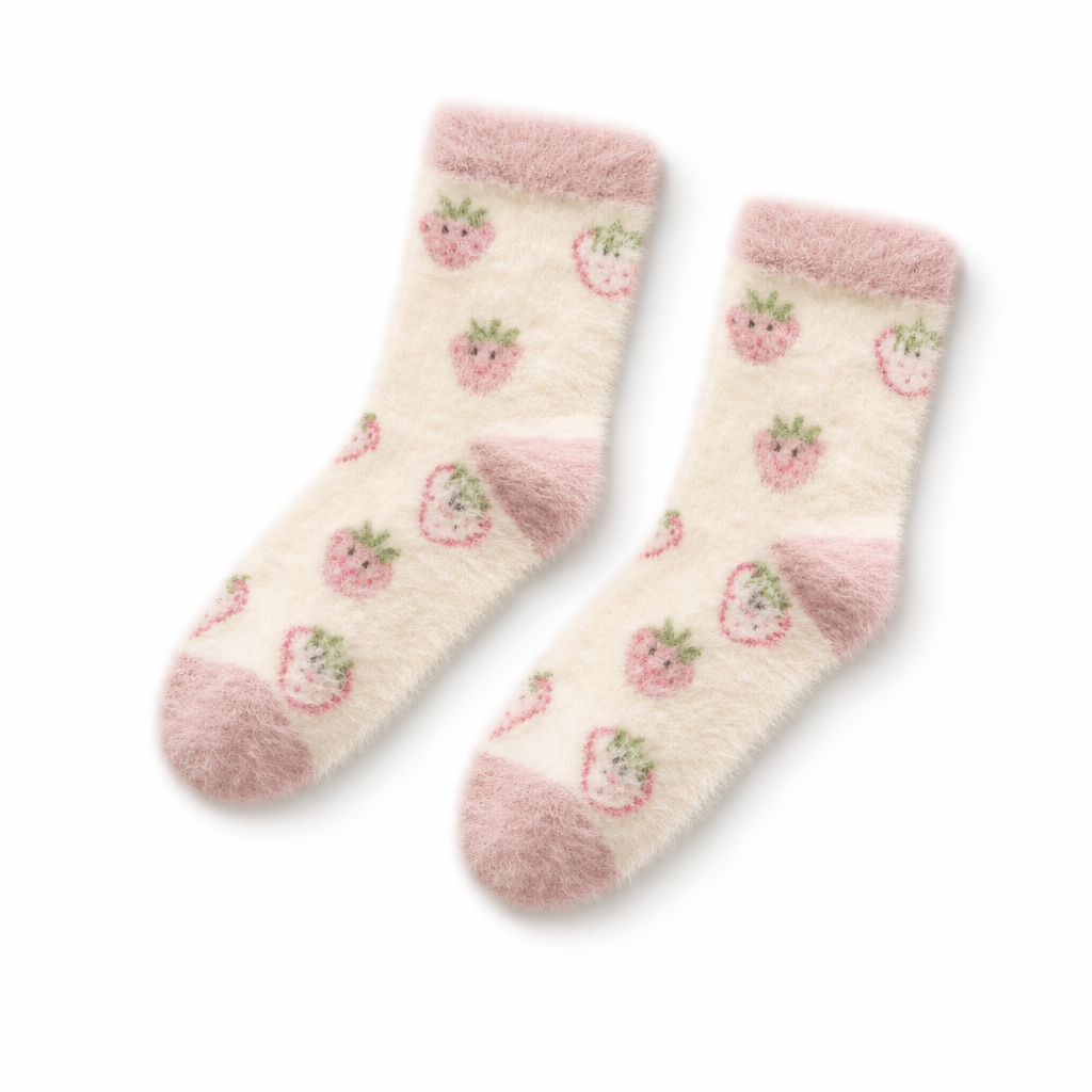 Fuzzy Strawberry Socks for Ultimate Comfort and Style Small strawberry