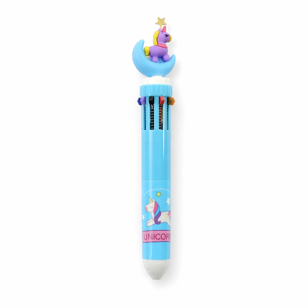 Kawaii Multi-Colored Pens in Playful Pastel Shades Blue Moon Unicorn