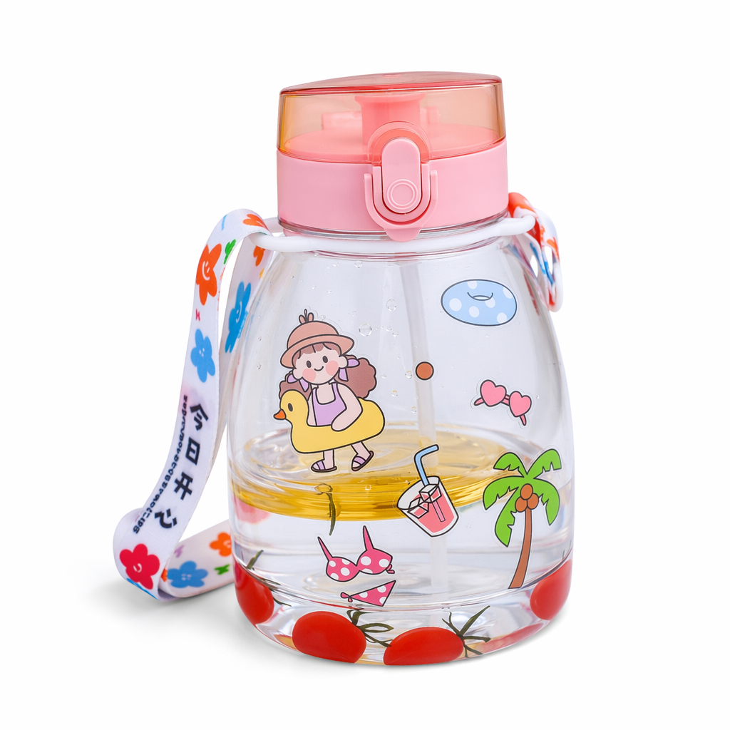 Kawaii Jumbo Sippy Cups for Summer Fun at the Beach or Poolside Pink 1300ml