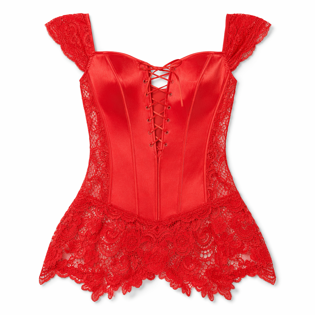 Luxurious Lace Corset Dress for Seductive Elegance Red
