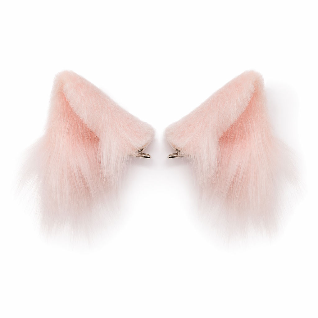 Furry Fox and Neko Cat Ear Hair Clips in Four Colors Pink