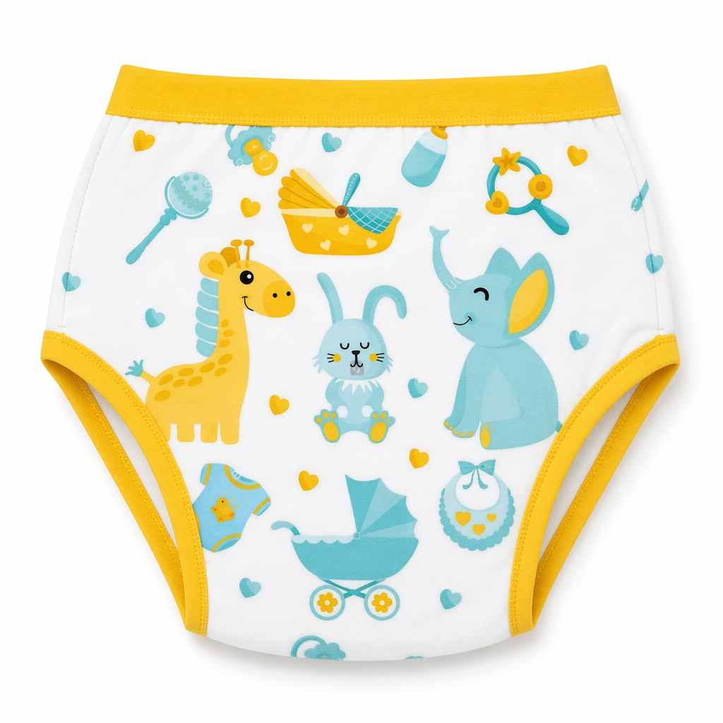 High Quality 4-Layer Adult Baby Training Pants in Multiple Youthful Prints S