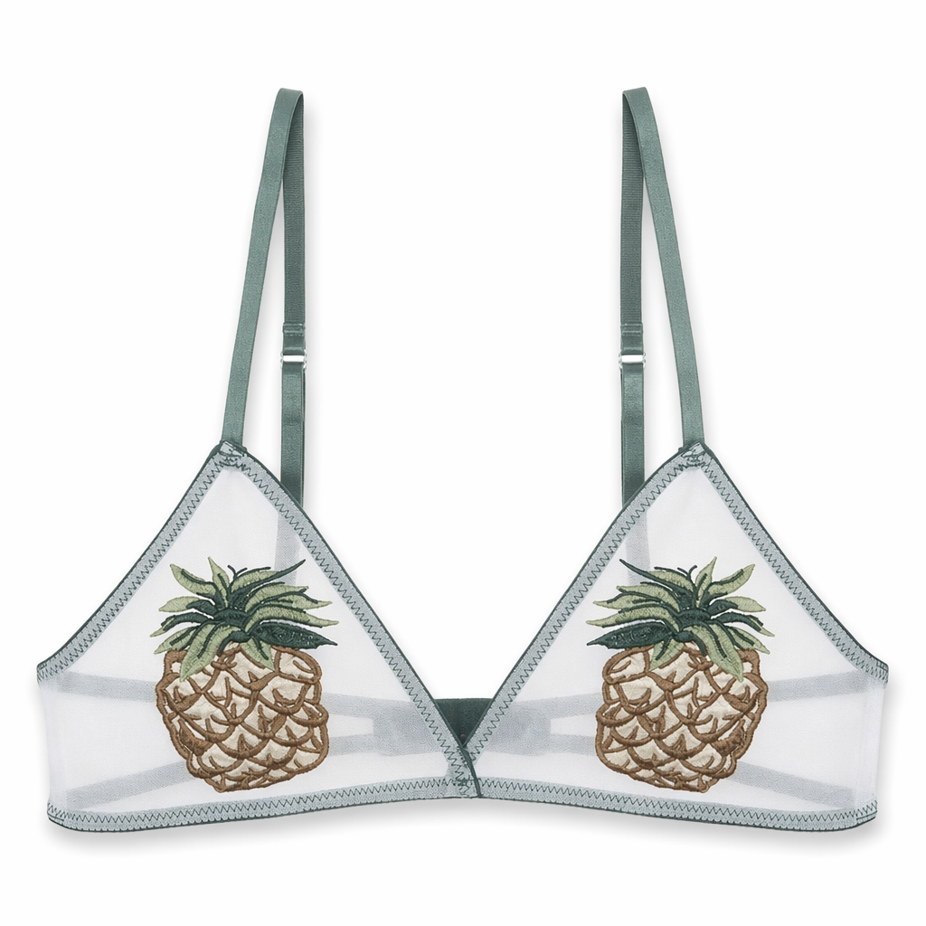 Fruity Embroidered Bralette for Kinky Cuties Pineapple