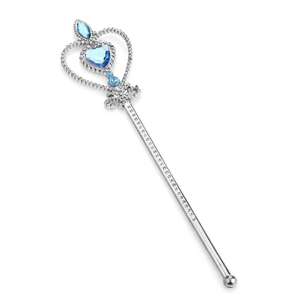 Rhinestone Embellished Gemstone Princess Tiara Magic Wand Blue