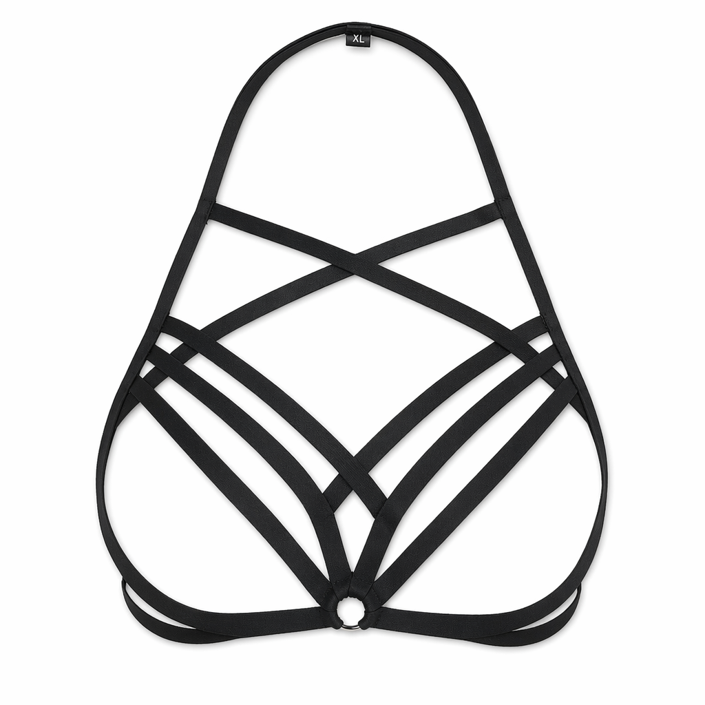 Elegant Diamond Shaped Chest Harness with Gothic Romantic Flair XL